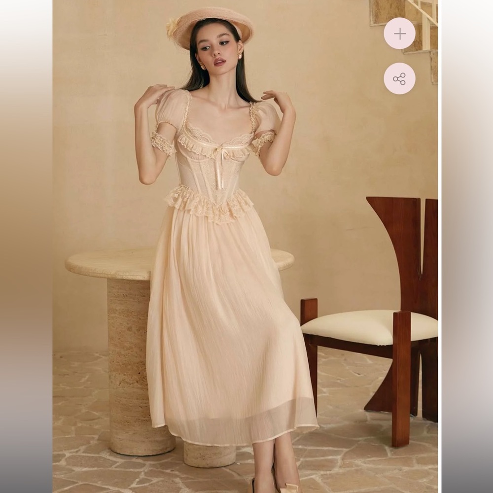 Vintage lace ankle length dress